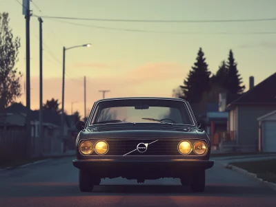 Classic Volvo 145E on Quiet Road