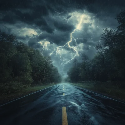 Deserted Stormy Road