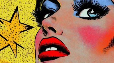 Pop Art Woman with Star Makeup