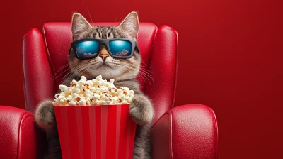 Cat Enjoying 3D Movie