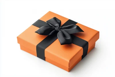 Orange Gift Box with Black Bow