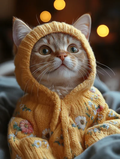 Cozy Cat in Pajamas