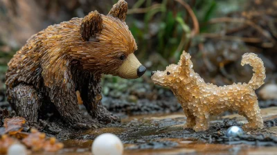 Bear Playing with Dog