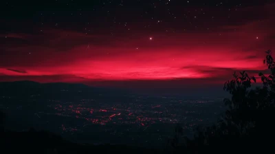 Night Sky with Red Hues