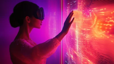 Woman in High Fashion Entering Virtual Reality