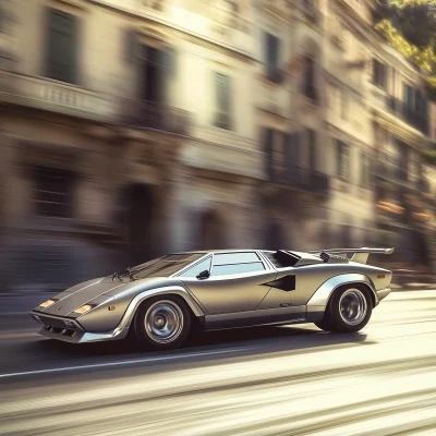 1970s Lamborghini Countach in Motion