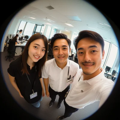 Office Portrait with Fisheye Effect