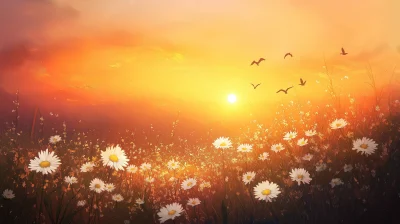 Sunset Daisy Field