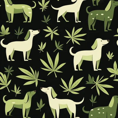 Playful Dogs and Cannabis Pattern