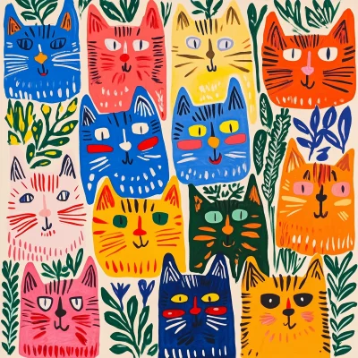 Colorful Cats Illustration