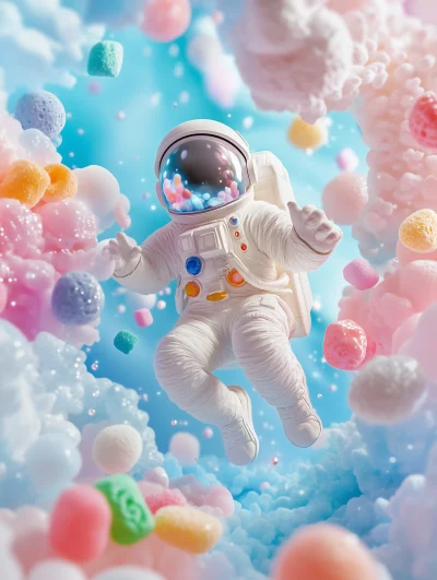 Cute Astronaut in Candy Space