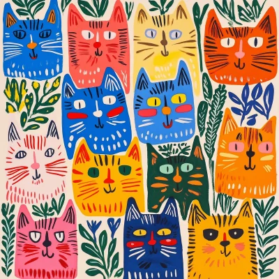 Vibrant Cats Illustration