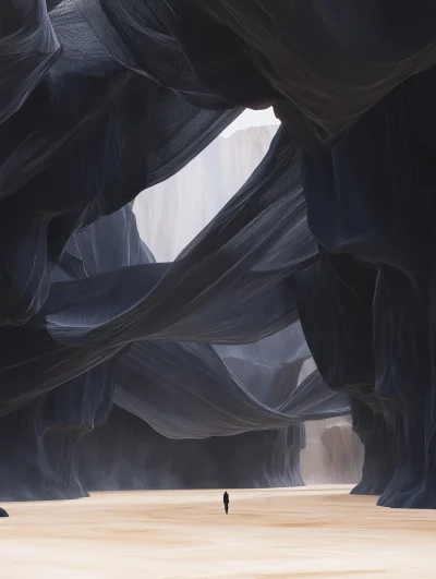 Inflated Black Cotton Structure in Sand Quarry