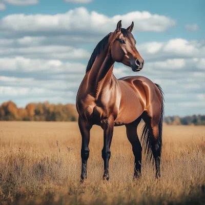 Adult Brown Horse in Pasture