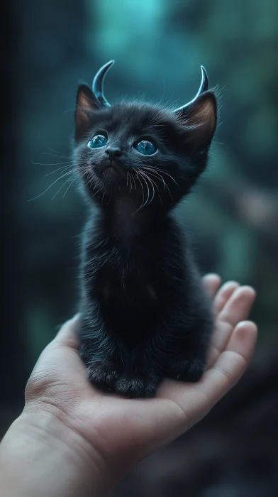 Devilish Black Kitten