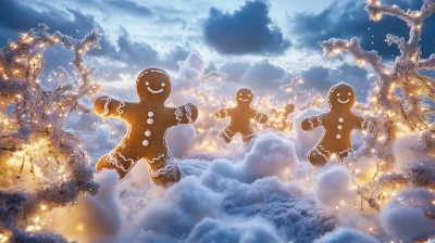 Gingerbread Men in Snow