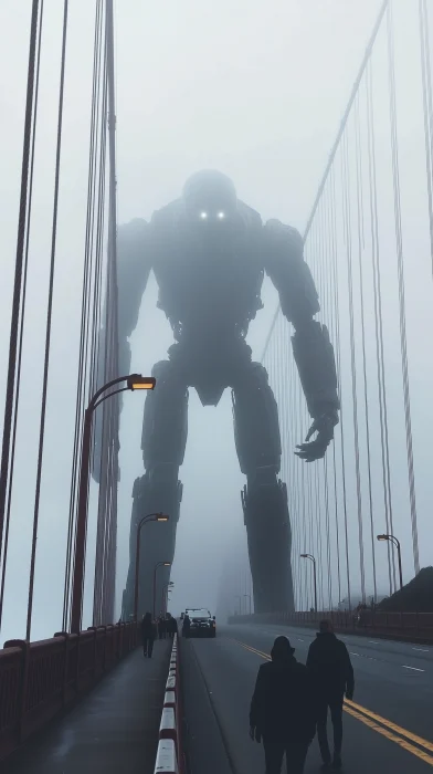 Alien Robot on Golden Gate Bridge