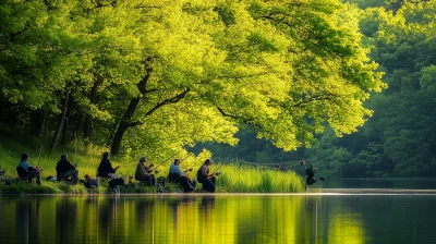 Anglers at the Serene Lake