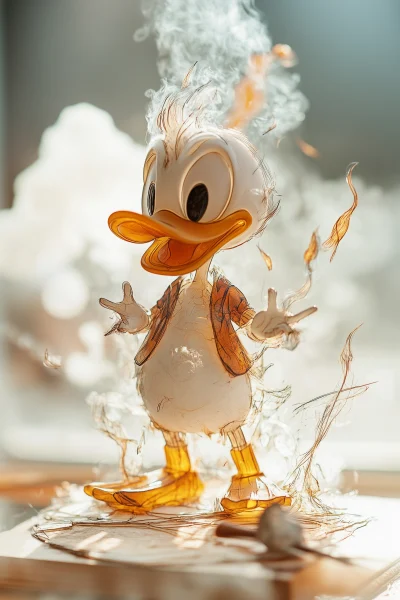 Burning Donald Duck Sculpture