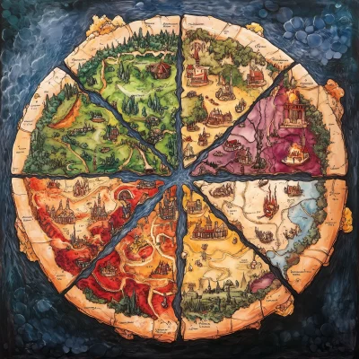 Pizza Shaped Fantasy World Map