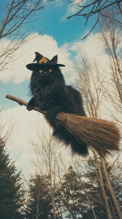 Witchy Cat in Winter