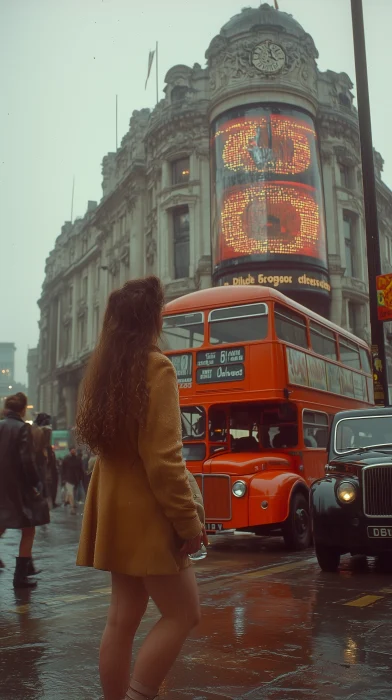 1980s London Scene at Piccadilly Circus