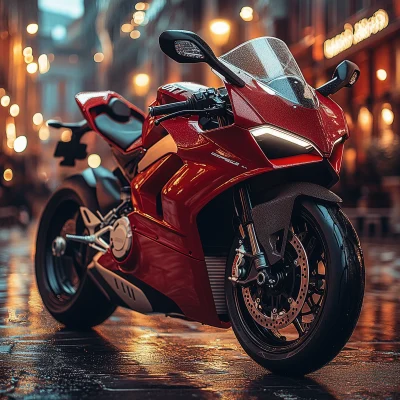 Red Ducati Motorcycle Closeup