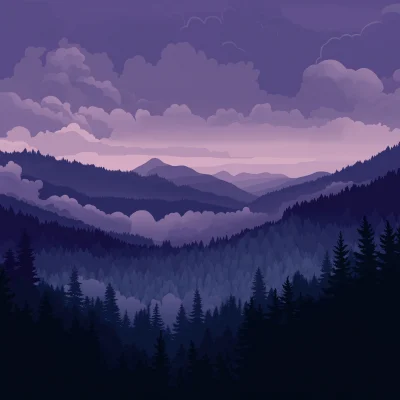 Mountain Forest in Purple