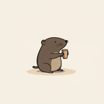 Mole Enjoying Coffee