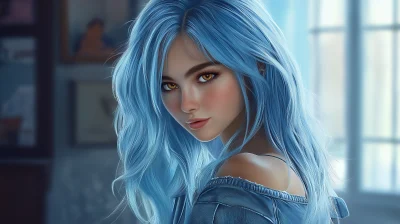 Girl with Light Blue Hair