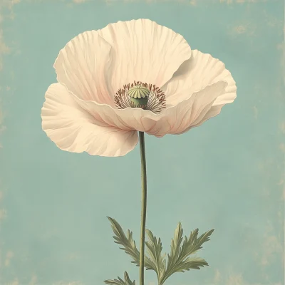 Botanical Illustration of Poppy Flower