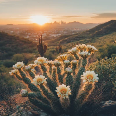 Sunrise Over Saguaro Cacti