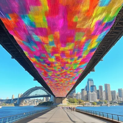 Sydney Bridge with Colorful Canopy