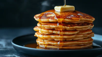 Golden Pancakes with Syrup