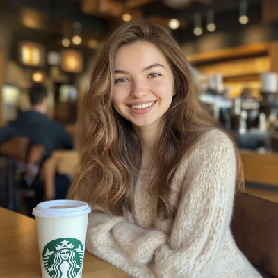 Young Girl Enjoying Coffee