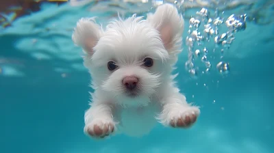 Maltese Puppy Diving