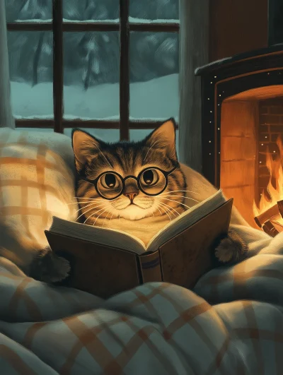 Cozy Cat Reading