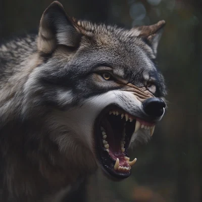 Angry Wolf in Cinematic Light