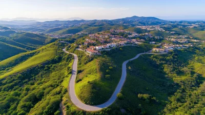 Hilltop Town Aerial View