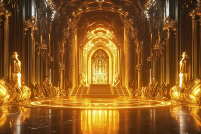 Futuristic Gold Throne Room