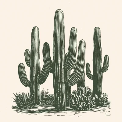 Saguaro Cactuses Illustration