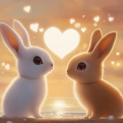 Cute rabbits in love