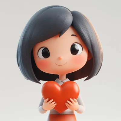 Chibi Character with Heart