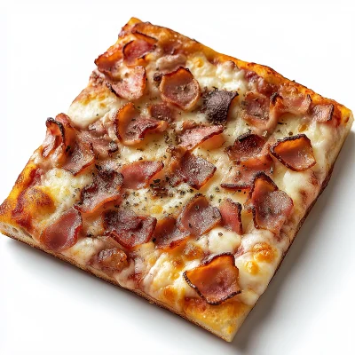 Square Pizza with Bacon and Cheese