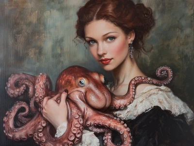 Elegant Lady with Octopus