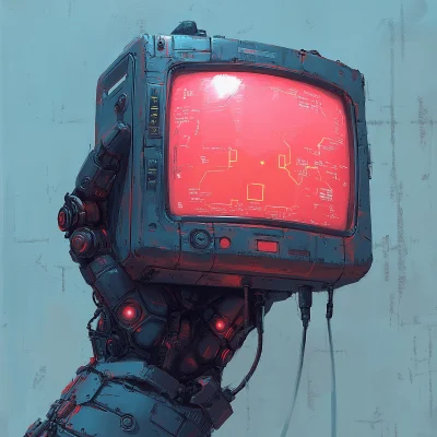 Cybernetic Arm with CRT Monitor