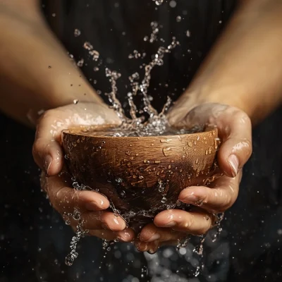 Woman Holding Wooden Cup