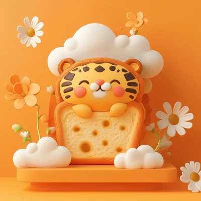 Cute Tiger Toast Logo