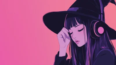 Anime Girl Listening to Lofi Music