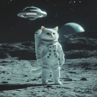 Astronaut Cat on the Moon